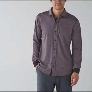 Lululemon Rival Button Up Silver Heathered Shirt L